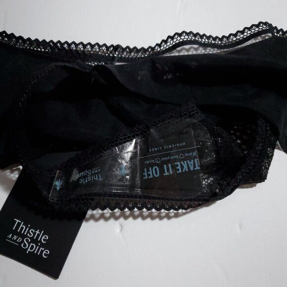 Thistle and Spire Eyelash Lace Mirage Thong Black Size XL 261603 Sheer - Picture 4 of 7